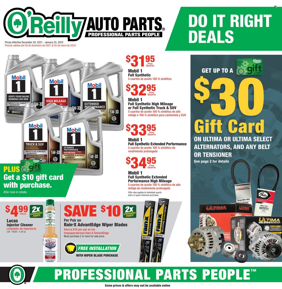 O'Reilly Auto Parts ad  - 12.29.2021 - 01.25.2022.