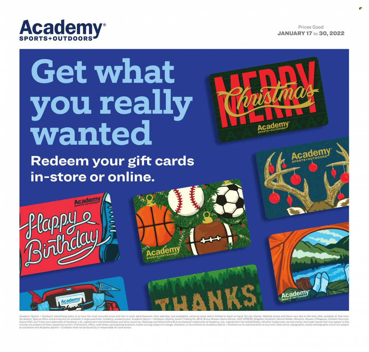 Academy Sports + Outdoors ad  - 01.17.2022 - 01.30.2022.
