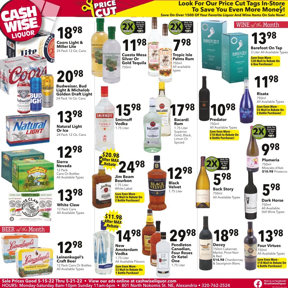 Cash Wise Liquor Only ad  - 05.15.2022 - 05.21.2022.