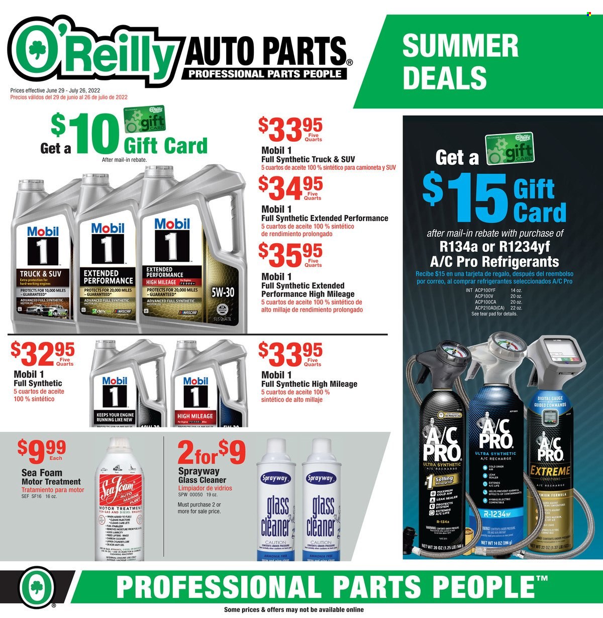 O'Reilly Auto Parts ad  - 06.29.2022 - 07.26.2022.