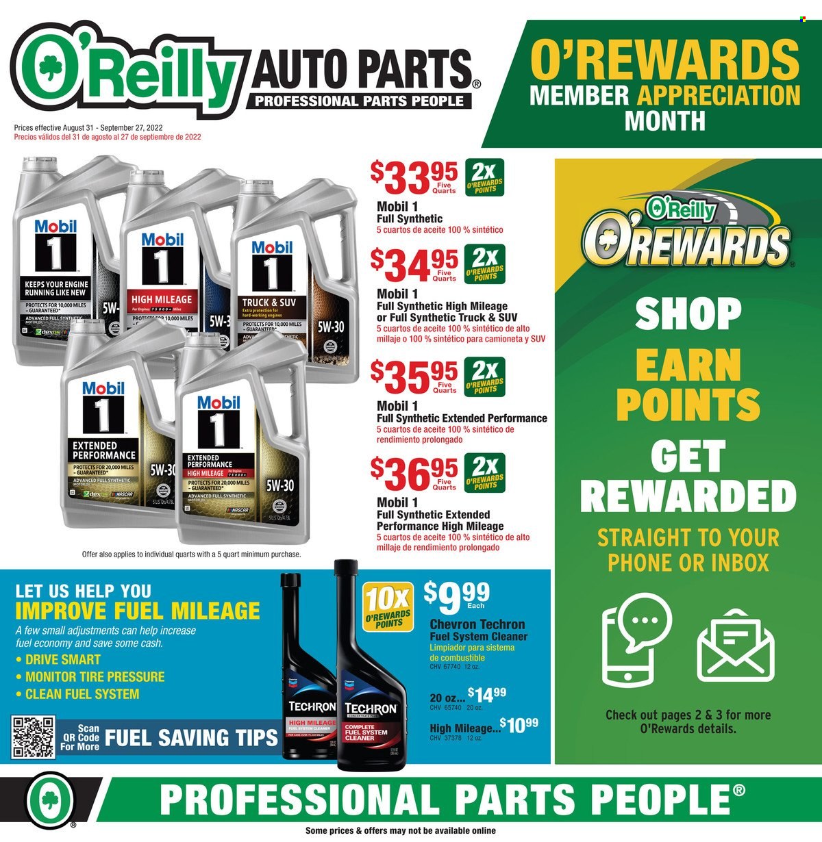 O'Reilly Auto Parts ad  - 08.31.2022 - 09.27.2022.