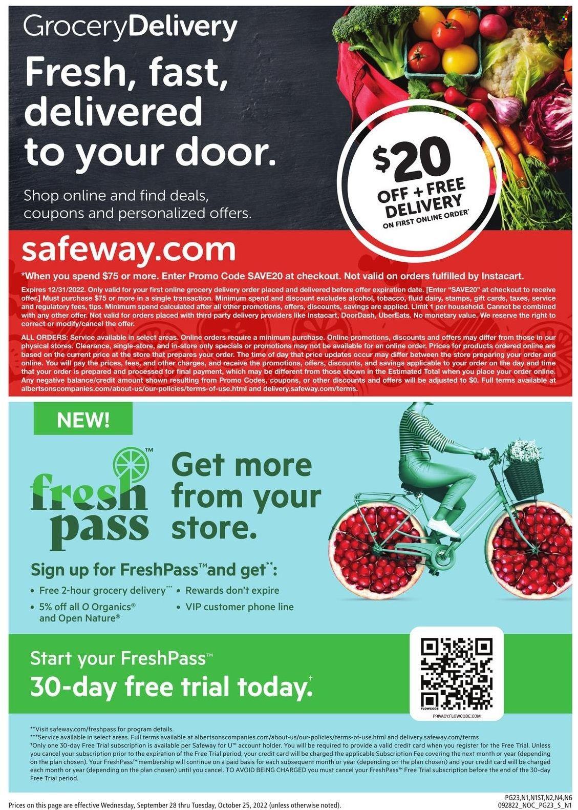 Safeway ad  - 09.28.2022 - 10.25.2022.