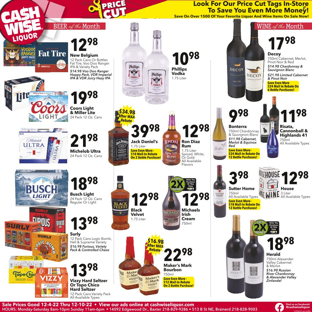 Cash Wise Liquor Only ad  - 12.04.2022 - 12.10.2022.