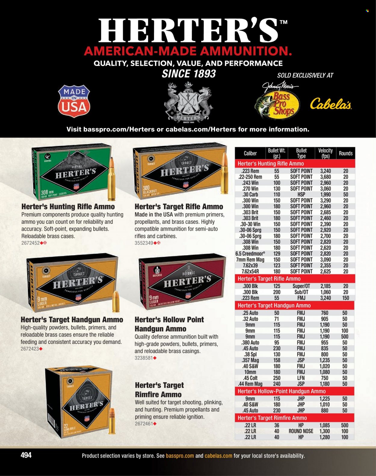 Bass Pro Shops flyer . Page 494.