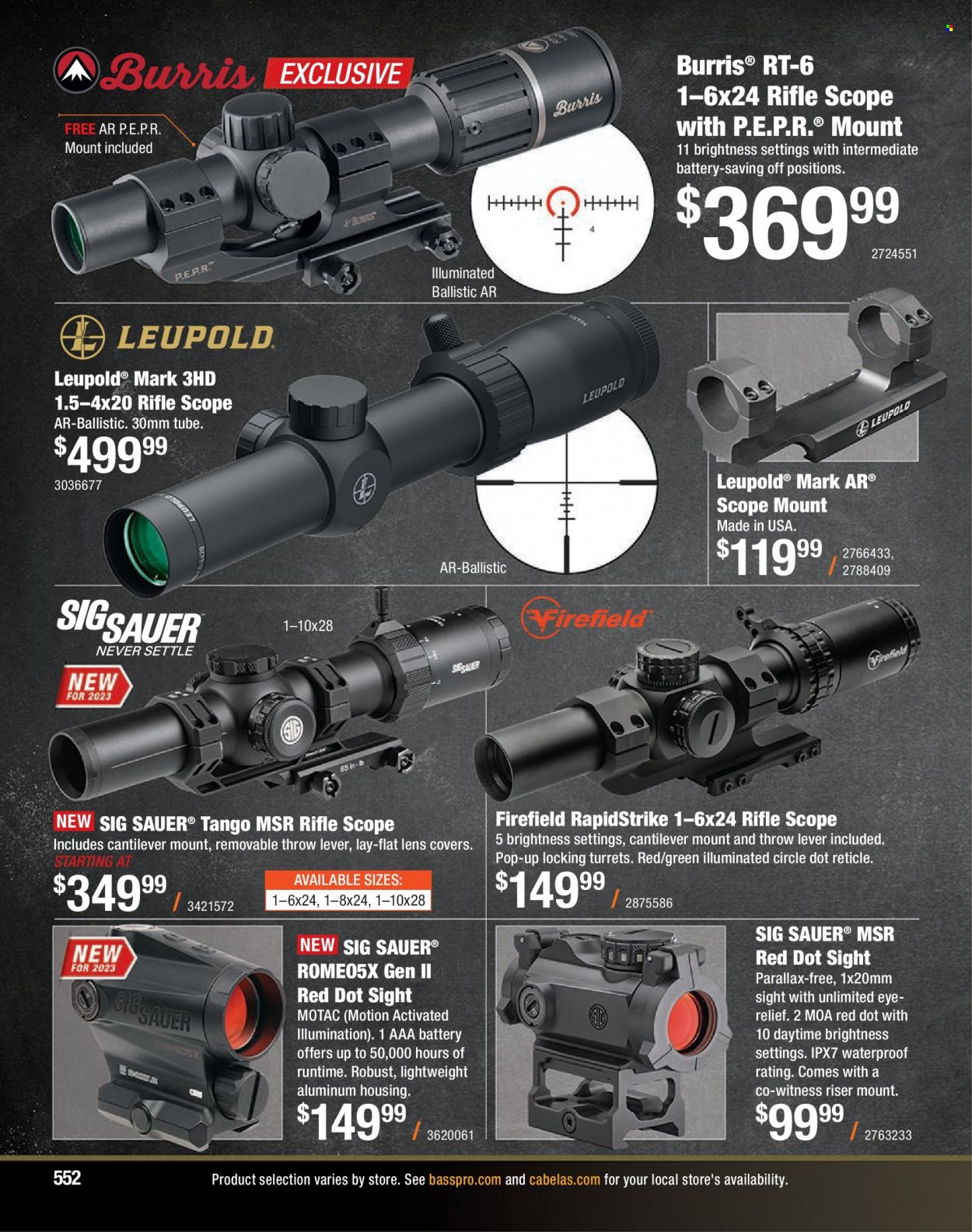 Bass Pro Shops flyer . Page 552.