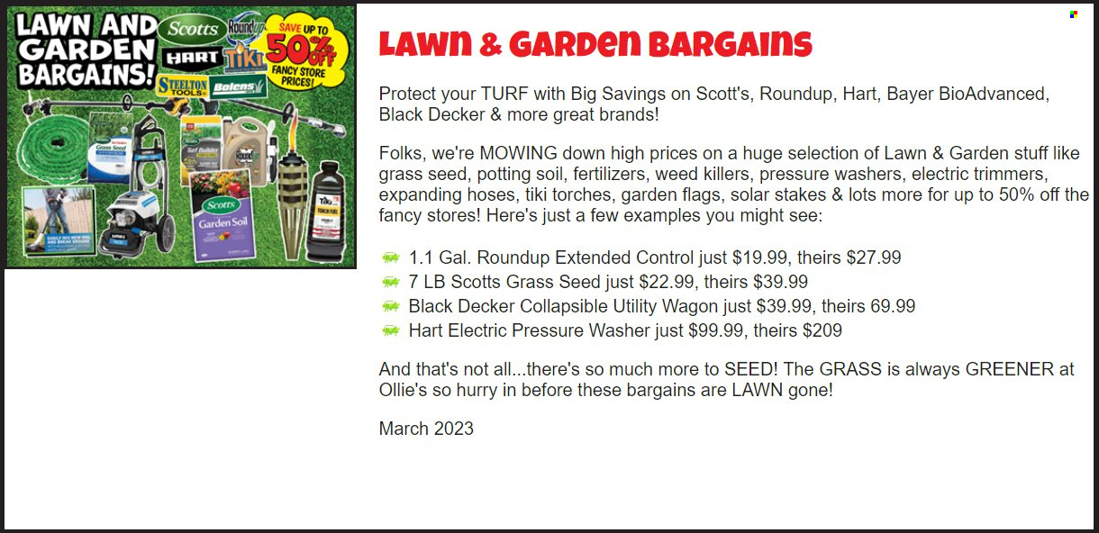 Ollie's Bargain Outlet ad  - 03.01.2024 - 03.31.2024.