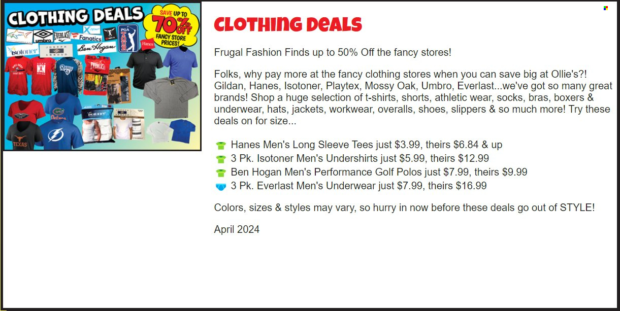 Ollie's Bargain Outlet ad  - 04.01.2024 - 04.30.2024.