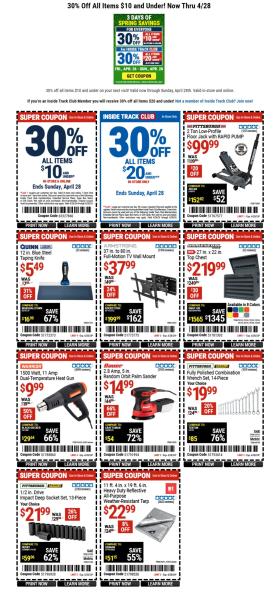 Harbor Freight - 30% Off All Items $10 and Under!